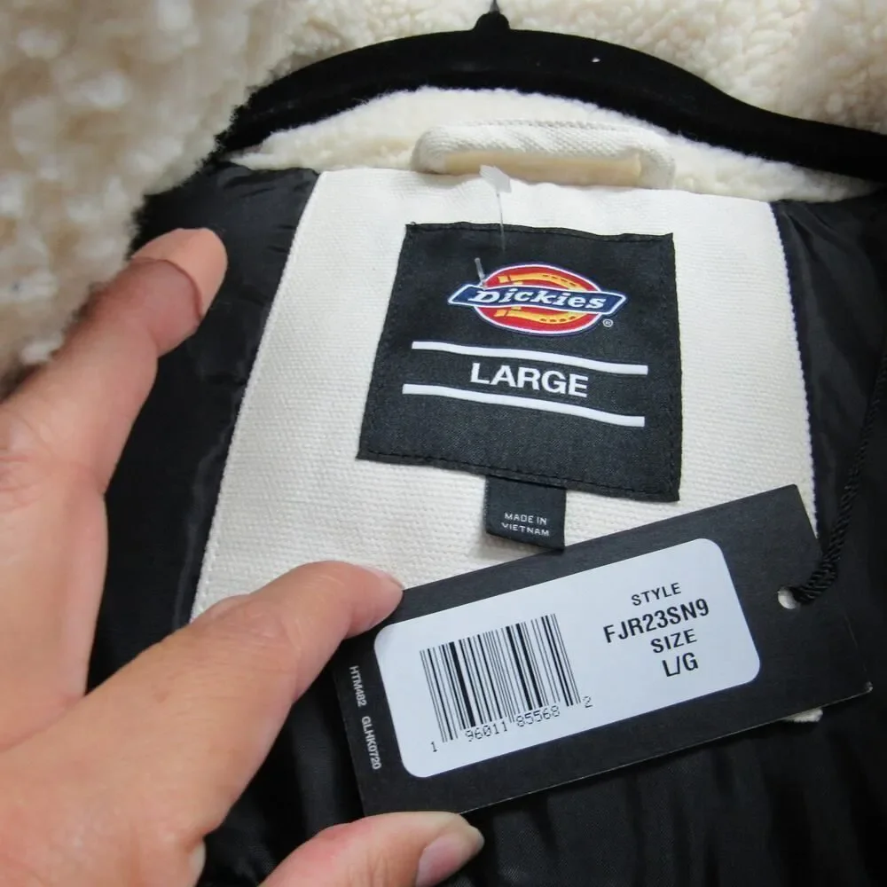 Dickies Women Large Cream Mount Hope Sherpa Puffer Full Zip Jacket - Picture 4 of 6